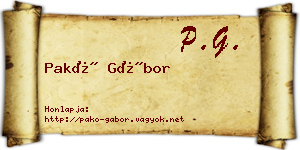 Pakó Gábor névjegykártya