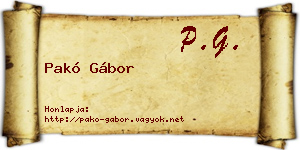Pakó Gábor névjegykártya
